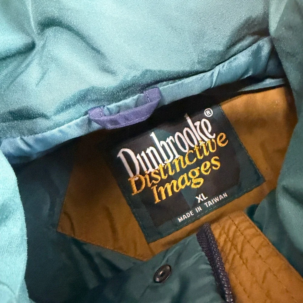 VTG Y2K Dunbrooke Images Colorblock Windbreaker Jacket XL Navy Teal Gold Outdoor